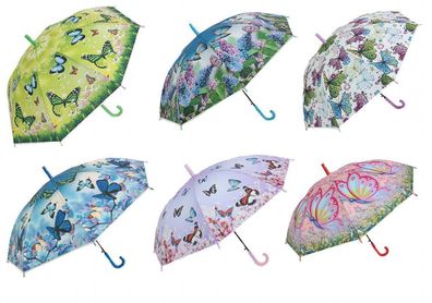 1 Regenschirm Schmetterlinge Automatikschirm Stockschirm Schirm Falter Blumen Schirme