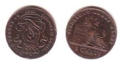 1 Centimes Kupfer Münze Belgien 1907