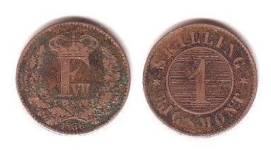 1 Schilling Messing Münze Dänemark 1856