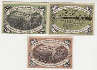 3 Banknoten Notgeld Gemeinde Probstzella 1921