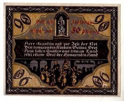 50 Pf. Überdruck Banknote Notgeld Stadt Gotha 1921