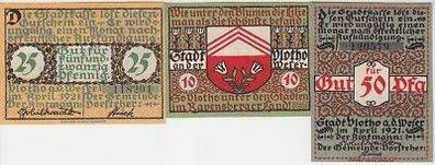 3 Banknoten Notgeld Stadt Vlotho 1921
