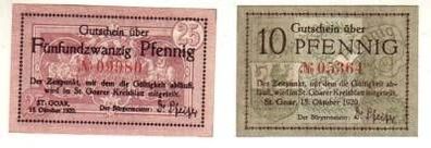 2 Banknoten Notgeld Stadt St. Goar 1920