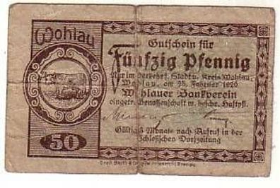 50 Pfennig Banknote Notgeld Wohlauer Bankverein 1920