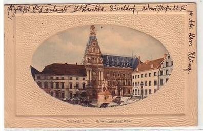 43860 Ak Düsseldorf Rathaus mit alter Markt 1913
