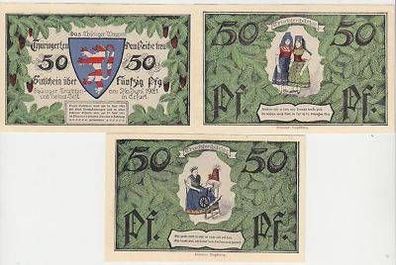3 Banknoten Notgeld Erfurt Thüringer Heimatfest 1921