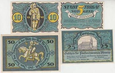 4 Banknoten Notgeld Stadt Torgau 1921