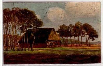 43850 Worpsweder Kunstpostkarten Bauernhaus im Moor1909