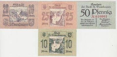4 Banknoten Notgeld St. Goarshausen um 1920