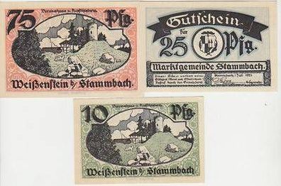 3 Banknoten Notgeld Marktgemeinde Stammbach 1921