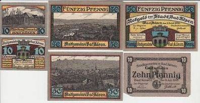 6 Banknoten Notgeld Stadt Bad Kösen 1921
