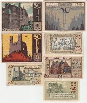 7 Banknoten Notgeld Stadt Saalfeld an der Saale 1921