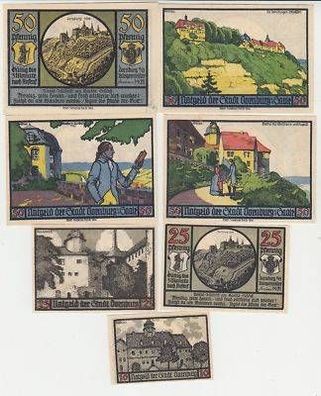 7 Banknoten Notgeld Stadt Dornburg 1921