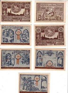 7 Banknoten Notgeld Stadt Bürgel 1921