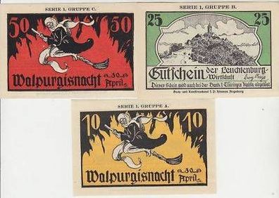 3 Banknoten Notgeld Kahla Leuchtenburg Wirtschaft 1920