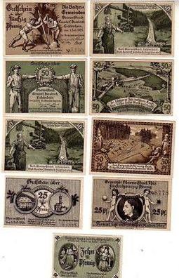 9 Banknoten Notgeld Gemeinde Oberweißbach 1921