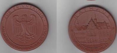 DDR Porzellan Medaille Rathaus Arnstadt