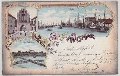 43884 Ak Lithographie Gruss aus Wismar 1897