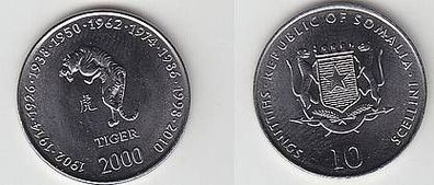 10 Shillings Münze Somalia Tierkreiszeichen Tiger 2000