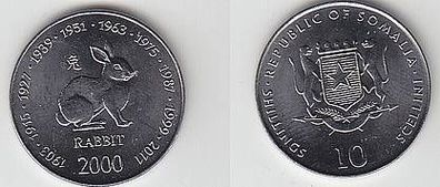 10 Shillings Münze Somalia Tierkreiszeichen Hase 2000