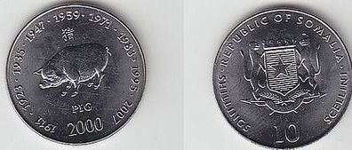 10 Shilling Münze Somalia Tierkreiszeichen Schwein 2000