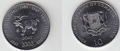 10 Shillings Münze Somalia Tierkreiszeichen Ziege 2000