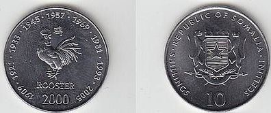 10 Shillings Münze Somalia Tierkreiszeichen Hahn 2000