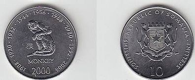 10 Shillings Münze Somalia Tierkreiszeichen Affe 2000