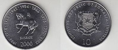 10 Shillings Münze Somalia Tierkreiszeichen Pferd 2000