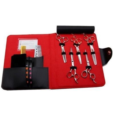 AKITZ 5 Scissor CASE Black Leather Scherenetui