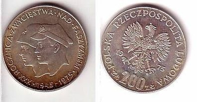 200 Zloty Silber Münze Polen 1975 30 Jahre Kriegsende