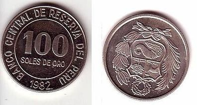 100 Soles de Oro Nickel Münze Peru 1982