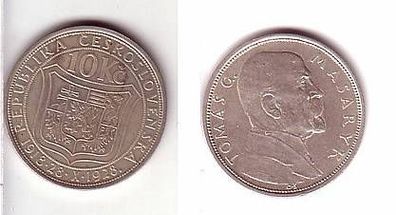 10 Kronen Silber Münze Tschechoslowakei 1928