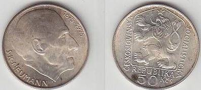 50 Kronen Silber Münze Tschechoslowakei 1975