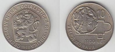 10 Kronen Silber Münze Tschechoslowakei 1966