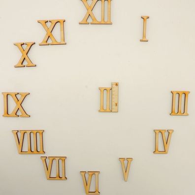 Römische Zahlen 1 bis 12 aus Holz 35 mm Höhe Uhr Basteln Deko