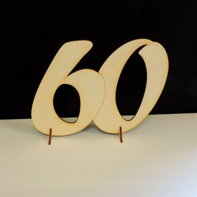 Diamantene Hochzeit Geburtstag Jahreszahl 60 Geschenk 15cm aus Holz Jubiläum
