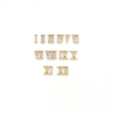 Römische Zahlen in Mini 12 Ziffern aus Holz 19mm Höhe Basteln und Dekorieren