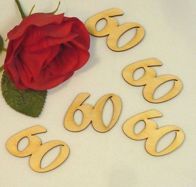 60 Geburtstag oder Hochzeitstag Tischdeko Geschenk in 5cm 5 Stück Streuteil