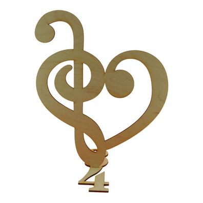Herz aus Bassschlüssel & Notenschlüssel auf 3/4 Takt stehend 30cm Geschenk Musik
