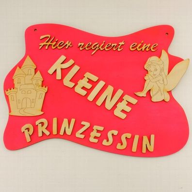 Geschenk, Türschild Prinzessin aus Holz, Fee Burg Kinderzimmer pink verschenken