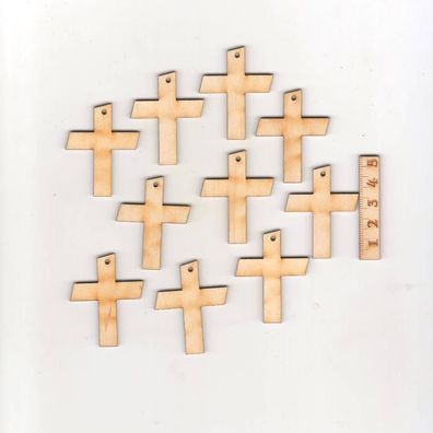 Kreuz mit Loch 10 Stück 4,5cm Kommunion, Taufe, Jugendweihe, Kette (Gr. 4,5cm)