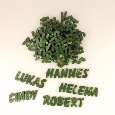 Holzbuchstaben grün mit Muster 21mm DIY Basteln Deko Schilder (Gr. 21mm)