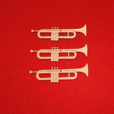 Trompete aus Naturholz, 10 cm 3er Set Musikinstrument Geschenk Geldgeschenk Musiker