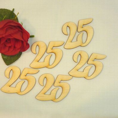 Geburtstag oder Hochzeitstag Tischdeko Geschenk Zahl 25 in 5cm 5 Stück Streuteil