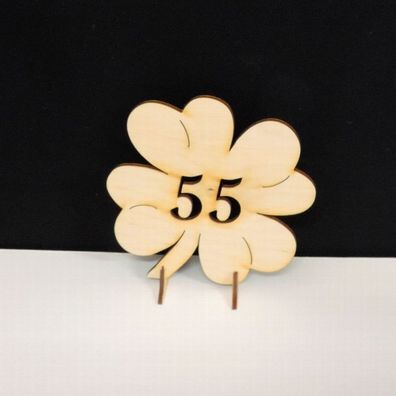 Geschenk zur Platinhochzeit Jahrestag, 55 Holz Glücksklee 11cm Aufsteller Deko