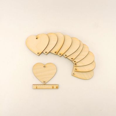 10Stck Herz aus Holz zum Anhängen Holzherz 6 cm EHS Deko Hochzeit Partydeko