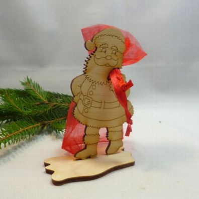 Geschenk, Nikolaus mit Fuß, 9cm aus Holz , Natur Advent Christmas Weihnachtsmann