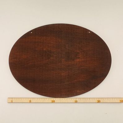 ovale braune Holzplatte 24cm für viele Ideen, Bodenplatte für Geschenk, Platte