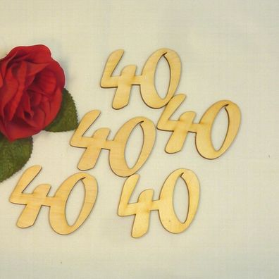 Geburtstag oder Hochzeitstag Tischdeko Geschenk Zahl 40 in 5cm 5 Stück Streuteil